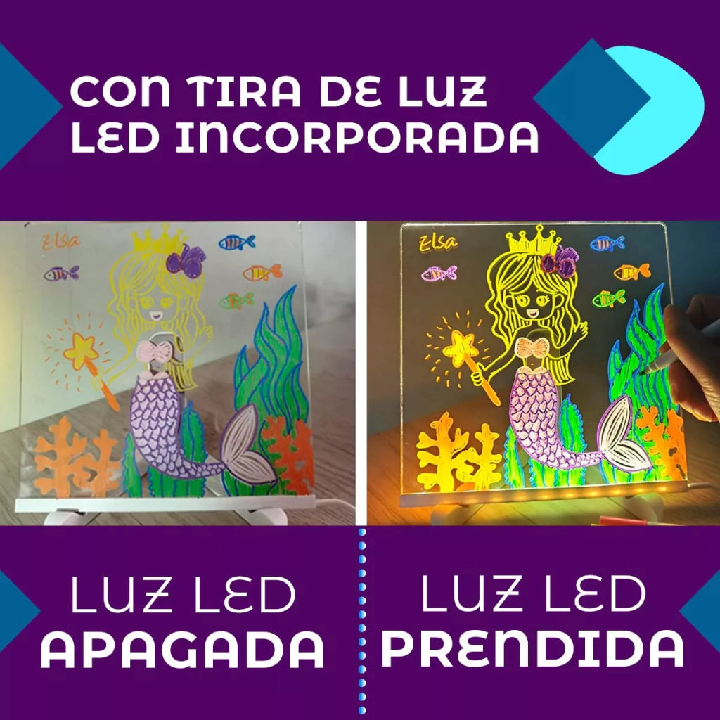Pizarra Acrílica LED de Borrado en Seco +7 Colores