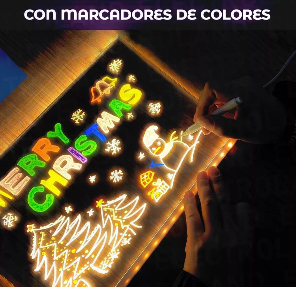 Pizarra Acrílica LED de Borrado en Seco +7 Colores