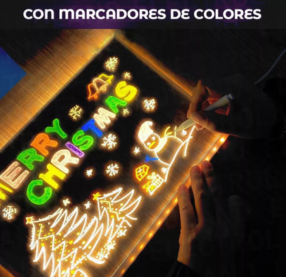 Pizarra Acrílica LED de Borrado en Seco +7 Colores