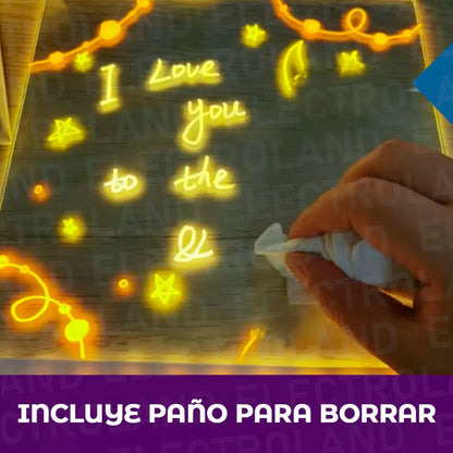 Pizarra Acrílica LED de Borrado en Seco +7 Colores