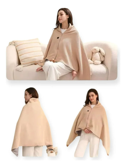 MANTA PONCHO TÉRMICO USB — Tu calor instantáneo, portátil y sin cables engorrosos.