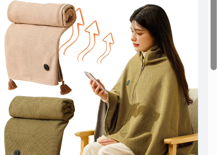 MANTA PONCHO TÉRMICO USB — Tu calor instantáneo, portátil y sin cables engorrosos.