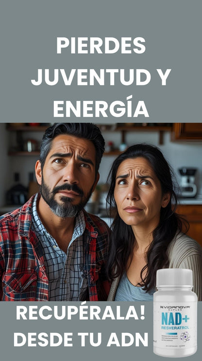 🧬 Recupera tu energía y juventud celular con NAD+ Resveratrol™