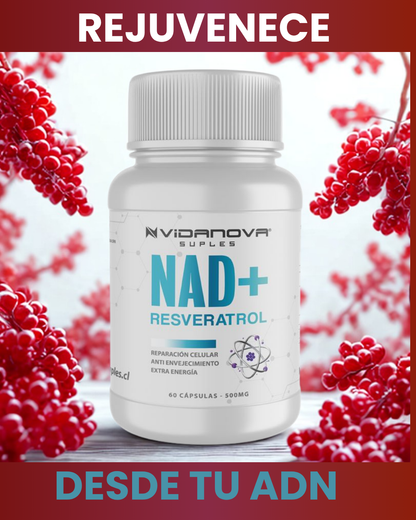🧬 Recupera tu energía y juventud celular con NAD+ Resveratrol™