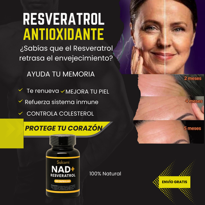 Resveratrol + NAD™ Satoomi Suplemento Antienvejecimiento y Energía celular, en una sola cápsula
