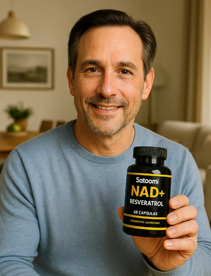 Resveratrol + NAD™ Satoomi Suplemento Antienvejecimiento y Energía celular, en una sola cápsula
