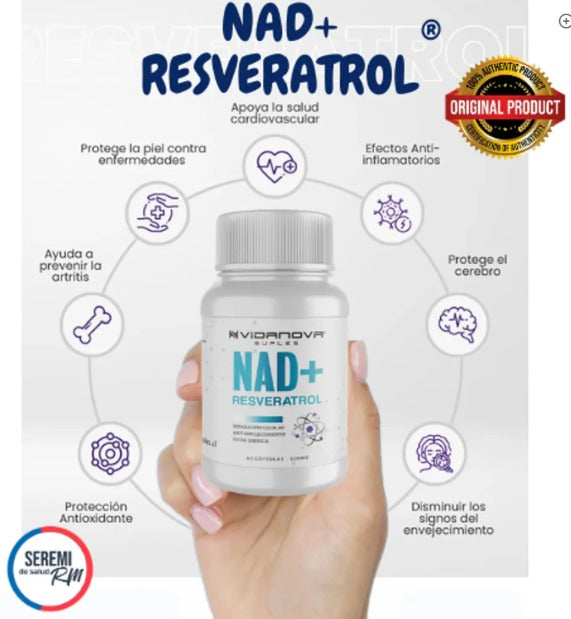 🧬 Recupera tu energía y juventud celular con NAD+ Resveratrol™