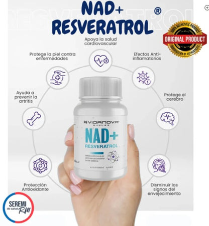 🧬 Recupera tu energía y juventud celular con NAD+ Resveratrol™