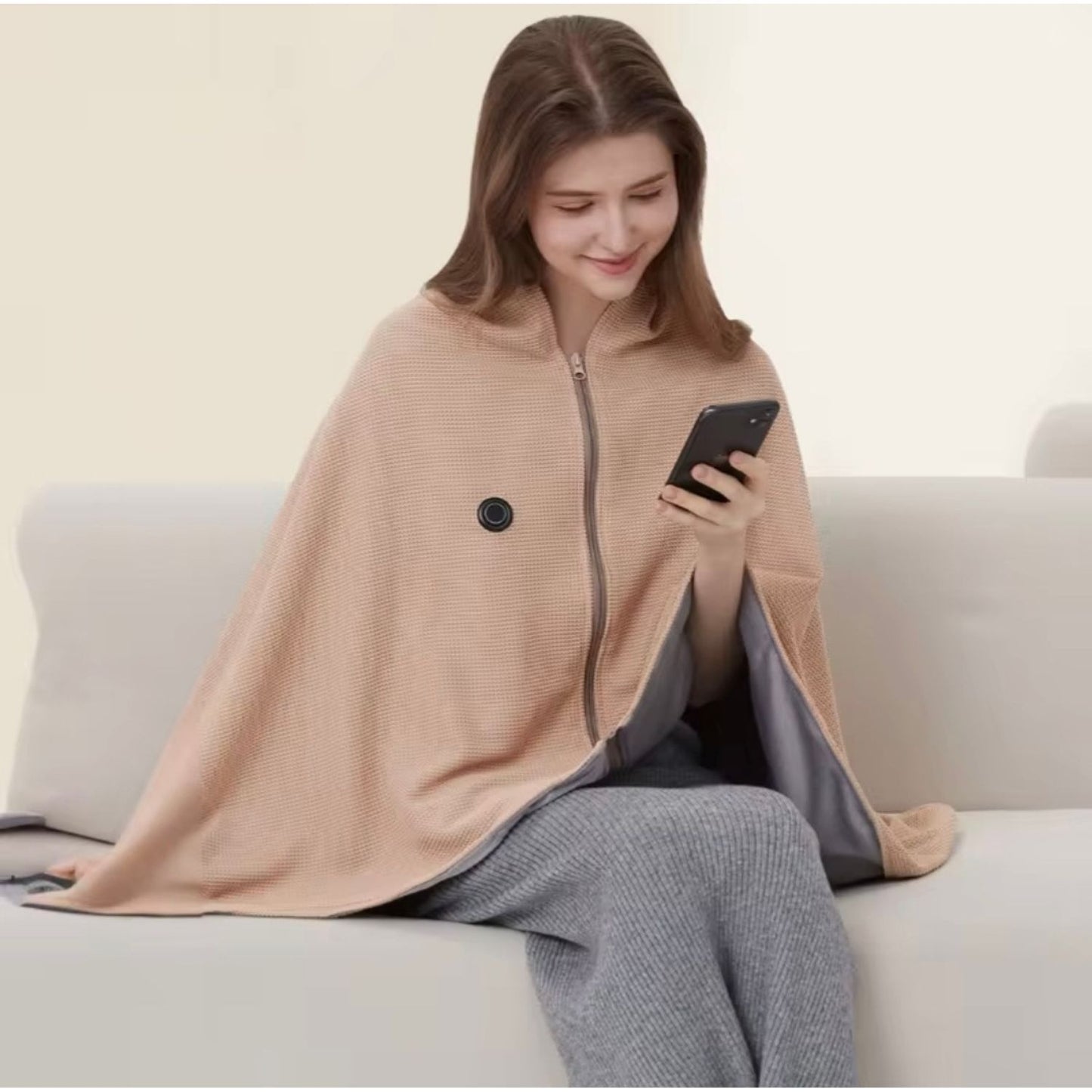 MANTA PONCHO TÉRMICO USB — Tu calor instantáneo, portátil y sin cables engorrosos.